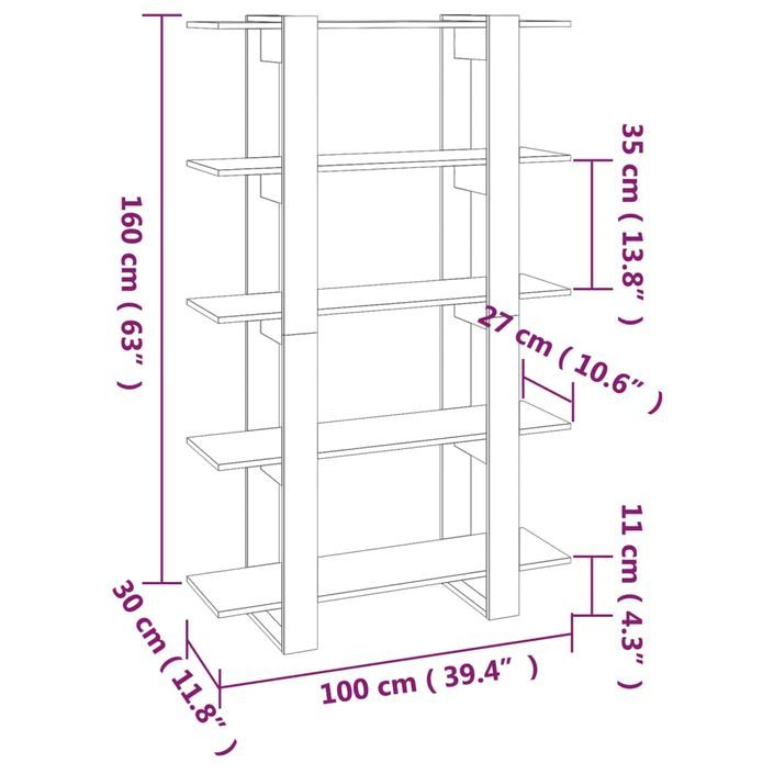 Bibliothèque/Séparateur de pièce Blanc 100x30x160 cm - Photo n°7