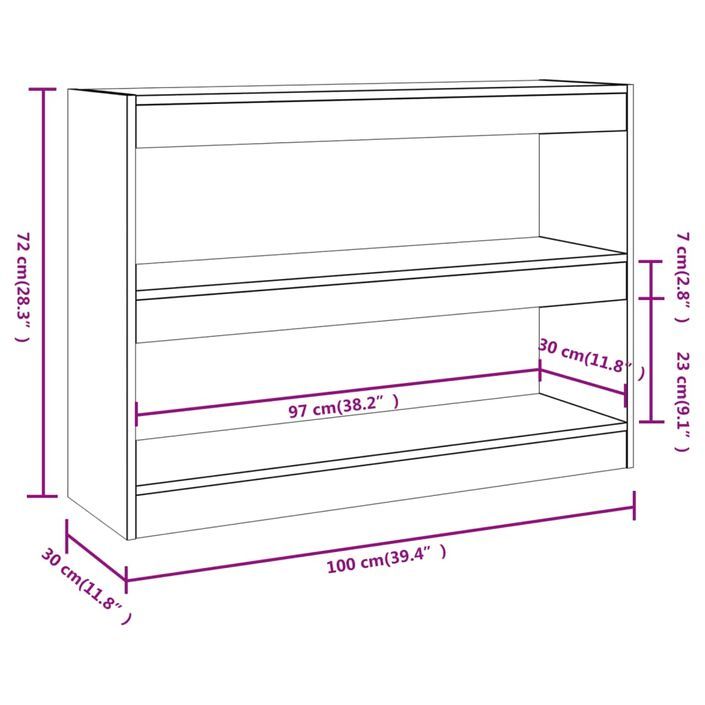 Bibliothèque/Séparateur de pièce Blanc 100x30x72 cm - Photo n°7