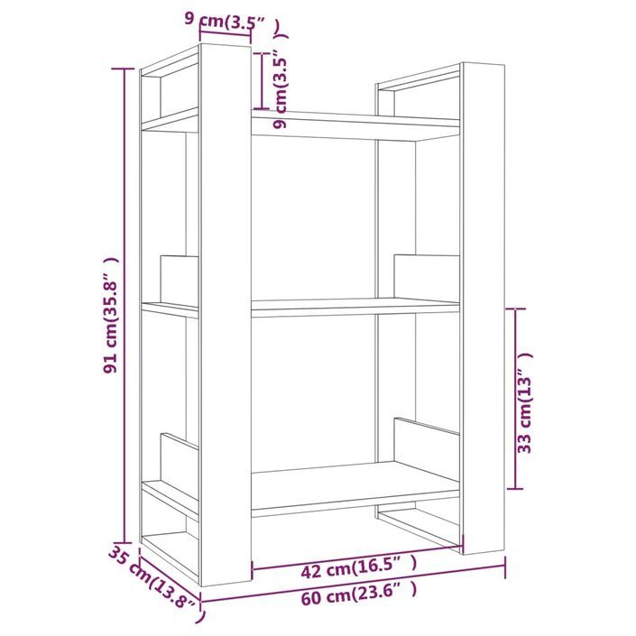 Bibliothèque/Séparateur de pièce Blanc 60x35x91 cm Bois de pin - Photo n°8