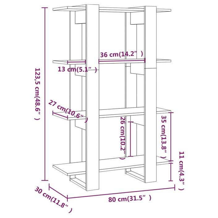 Bibliothèque/Séparateur de pièce Blanc 80x30x123,5 cm - Photo n°7