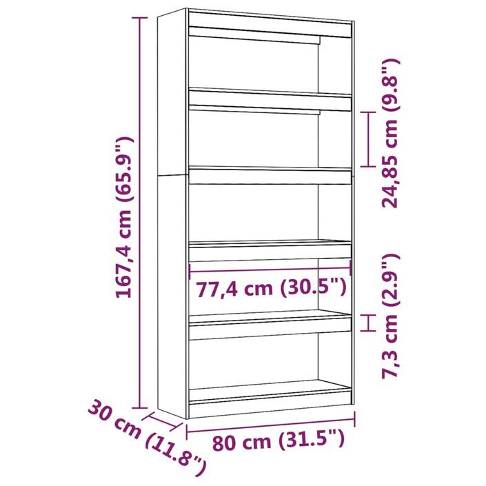 Bibliothèque/Séparateur de pièce Blanc 80x30x167,4cm Pin solide - Photo n°8