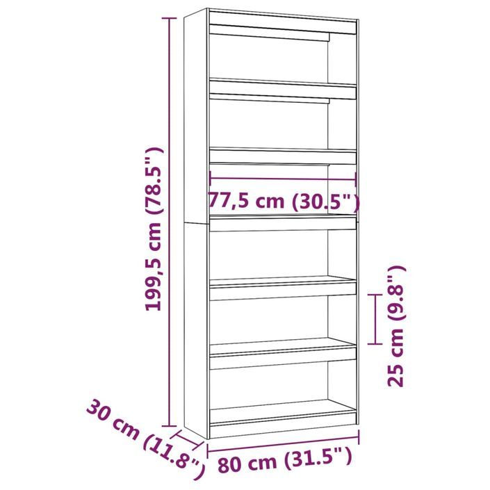 Bibliothèque/Séparateur de pièce Blanc 80x30x199,5cm Pin solide - Photo n°7