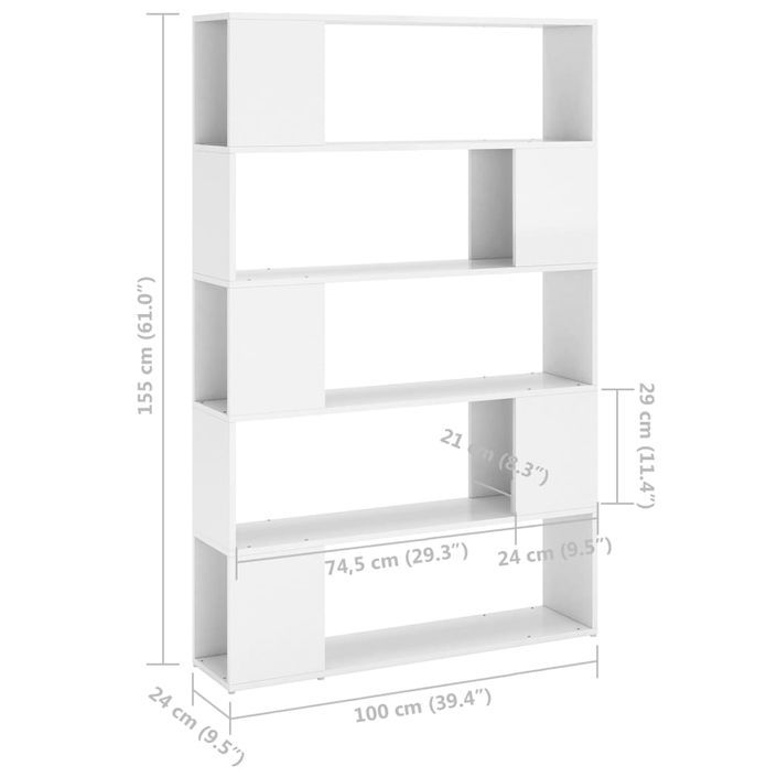 Bibliothèque séparateur de pièce blanc brillant bois ingénierie - Photo n°7