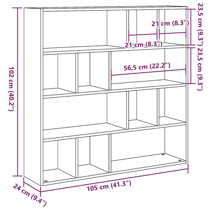 Bibliothèque/Séparateur de pièce chêne artisanal 105x24x102 cm - Photo n°9