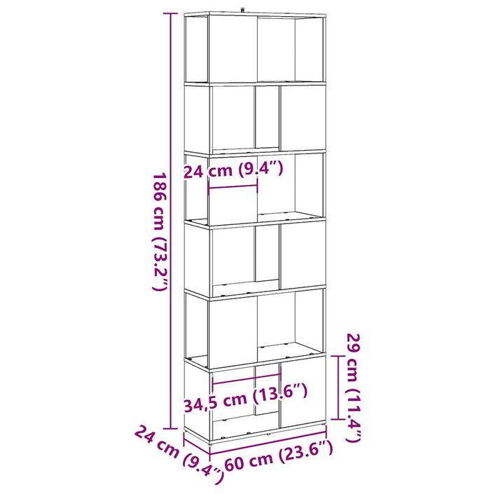 Bibliothèque/Séparateur de pièce chêne artisanal 60x24x186 cm - Photo n°9