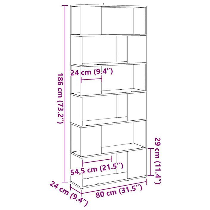 Bibliothèque/Séparateur de pièce chêne artisanal 80x24x186 cm - Photo n°9