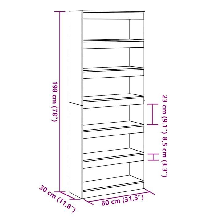 Bibliothèque/Séparateur de pièce chêne artisanal 80x30x198 cm - Photo n°9