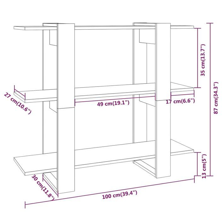 Bibliothèque/Séparateur de pièce Chêne marron 100x30x87 cm - Photo n°7