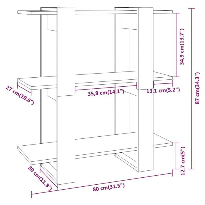 Bibliothèque/Séparateur de pièce Chêne marron 80x30x87 cm - Photo n°7