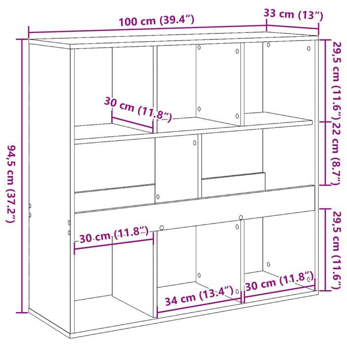 Bibliothèque/Séparateur de pièce chêne sonoma 100x33x94,5 cm - Photo n°9