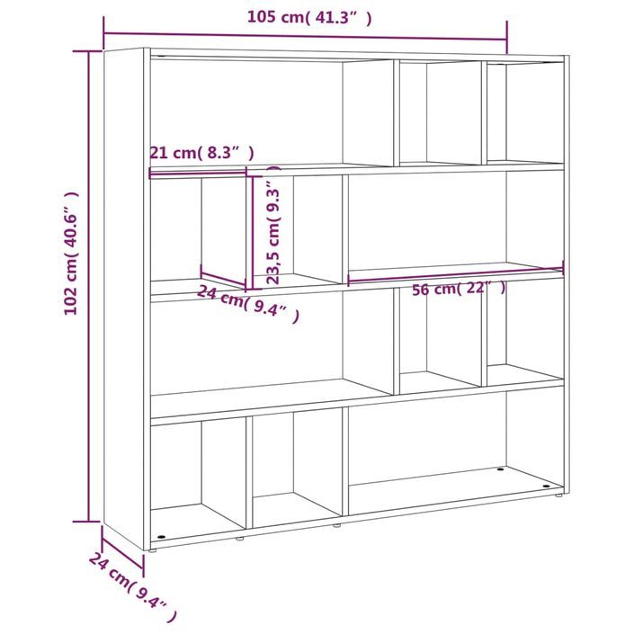 Bibliothèque/Séparateur de pièce Gris béton 105x24x102 cm - Photo n°8