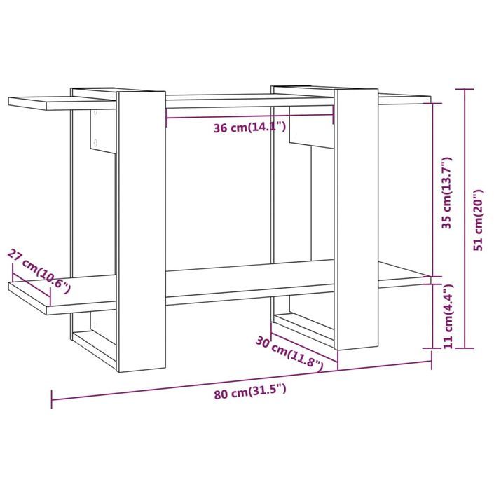 Bibliothèque/Séparateur de pièce Gris béton 80x30x51 cm - Photo n°7