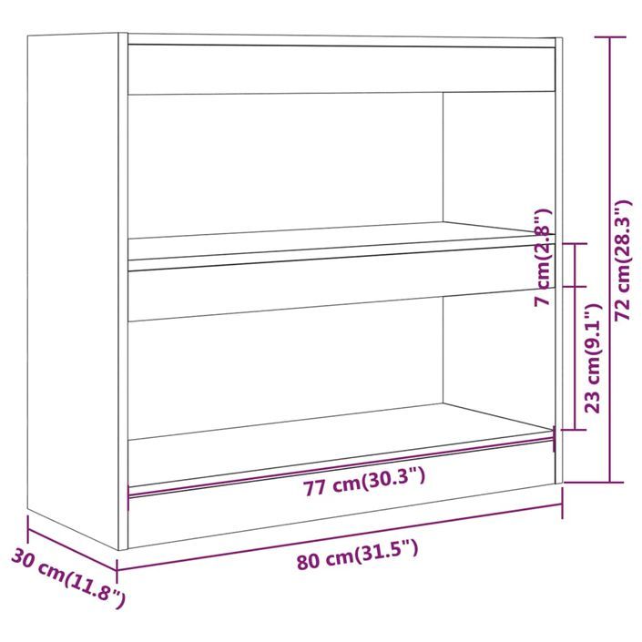 Bibliothèque/Séparateur de pièce Gris béton 80x30x72 cm - Photo n°7