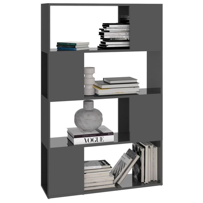 Bibliothèque/Séparateur de pièce Gris brillant 80x24x124,5 cm - Photo n°4