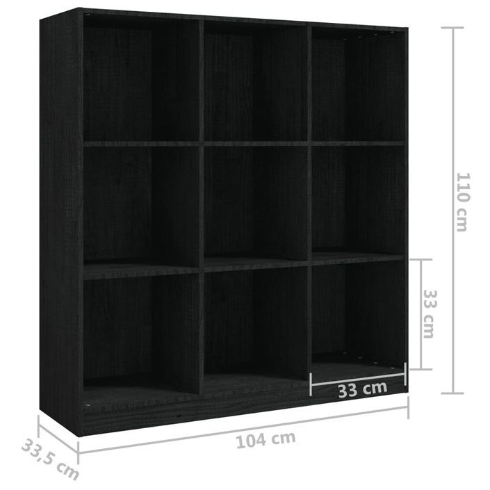 Bibliothèque/Séparateur de pièce Noir 104x33,5x110cm Pin massif - Photo n°8