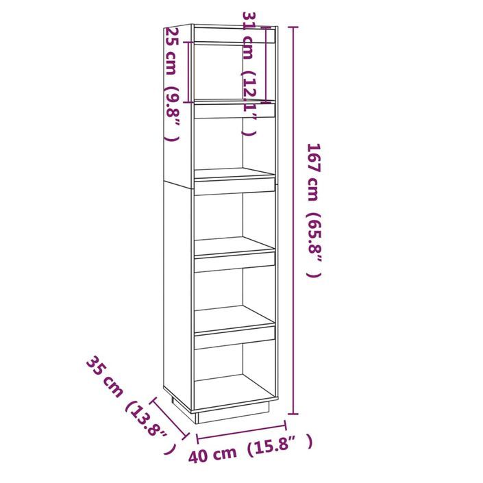 Bibliothèque/Séparateur de pièce Noir 40x35x167 cm Pin solide - Photo n°8