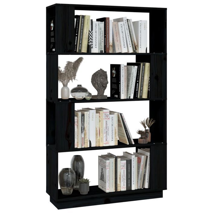 Bibliothèque/Séparateur de pièce Noir 80x25x132 cm Pin solide - Photo n°4