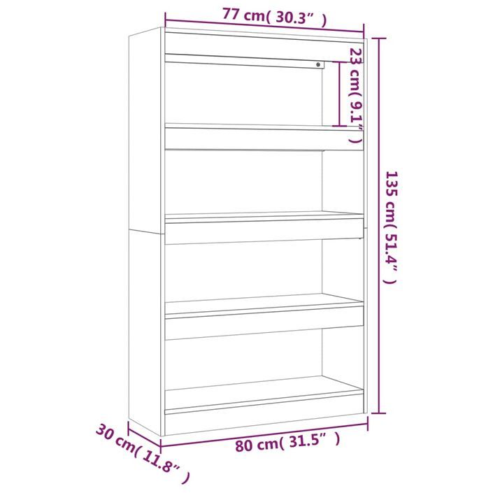 Bibliothèque/Séparateur de pièce Noir 80x30x135 cm - Photo n°5