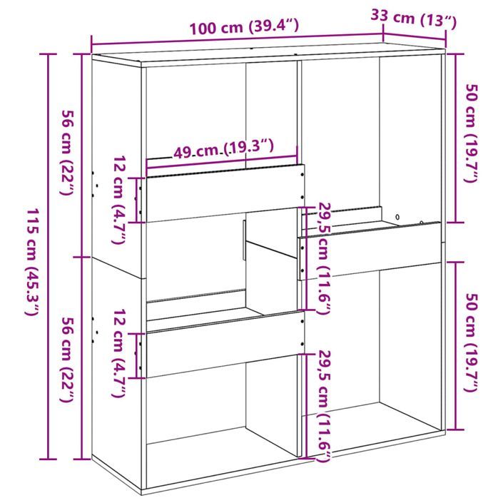 Bibliothèque/Séparateur de pièce vieux bois 100x33x115 cm - Photo n°9