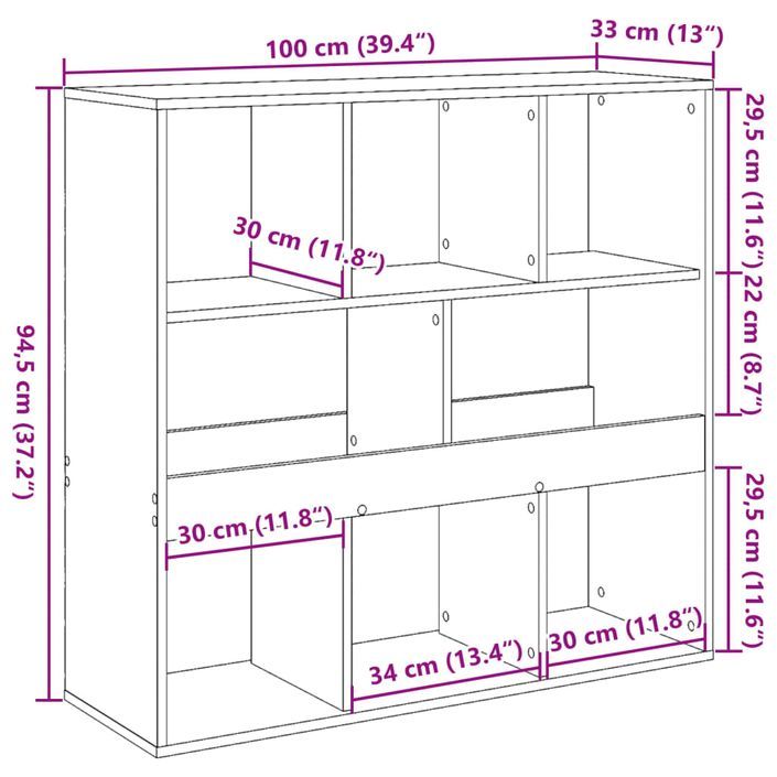 Bibliothèque/Séparateur de pièce vieux bois 100x33x94,5 cm - Photo n°9