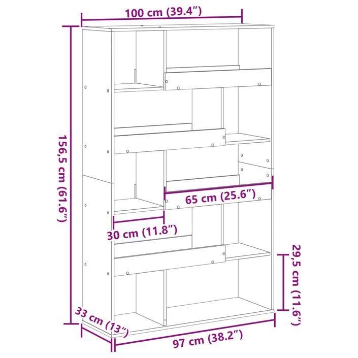 Bibliothèque sonoma gris 100x33x156,5 cm bois d'ingénierie - Photo n°9