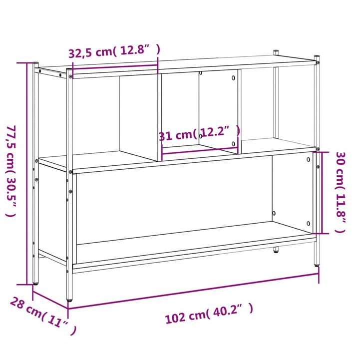 Bibliothèque sonoma gris 102x28x77,5 cm bois d'ingénierie - Photo n°10