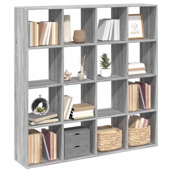 Bibliothèque sonoma gris 137,5x29x137,5 cm bois d'ingénierie - Photo n°4