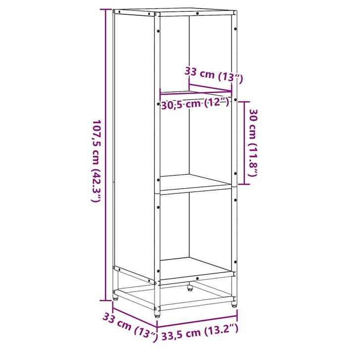 Bibliothèque sonoma gris 33,5x33x107,5 cm bois d'ingénierie - Photo n°9