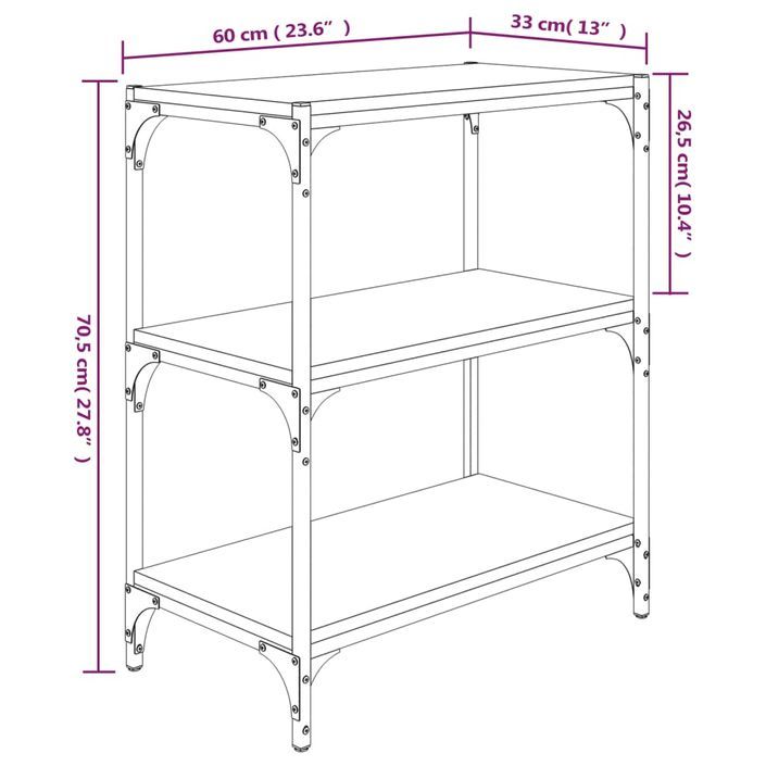 Bibliothèque Sonoma gris 60x33x70,5 cm Bois d'ingénierie acier - Photo n°9