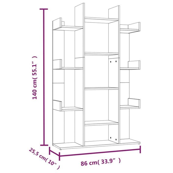 Bibliothèque Sonoma gris 86x25,5x140 cm Bois d'ingénierie - Photo n°8