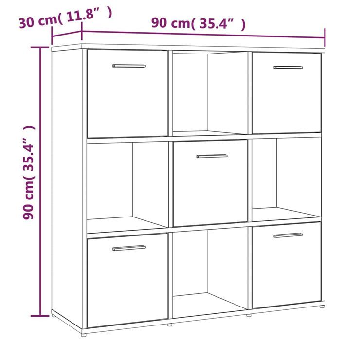 Bibliothèque Sonoma gris 90x30x90 cm Bois d'ingénierie - Photo n°8