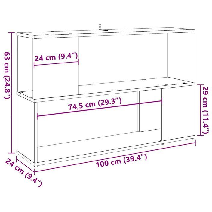 Bibliothèque vieux bois 100x24x63 cm bois d'ingénierie - Photo n°9