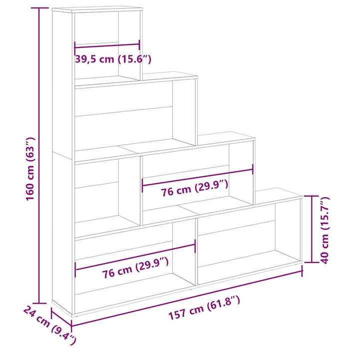 Bibliothèque vieux bois 157x24x160 cm bois d'ingénierie - Photo n°9