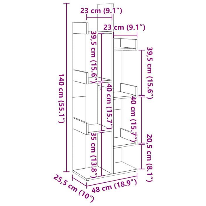 Bibliothèque vieux bois 48x25,5x140 cm bois d'ingénierie - Photo n°9