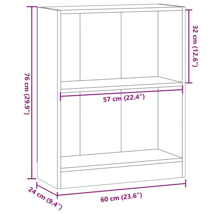 Bibliothèque vieux bois 60x24x76 cm bois d'ingénierie - Photo n°9