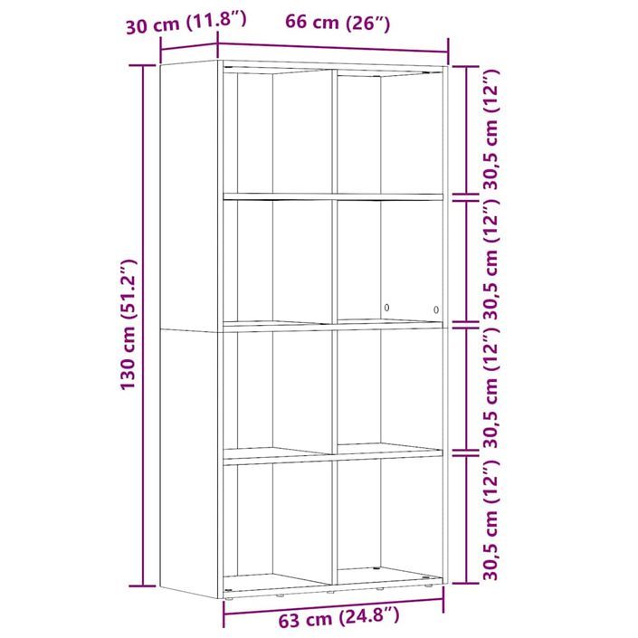 Bibliothèque vieux bois 66x30x130 cm bois d'ingénierie - Photo n°11