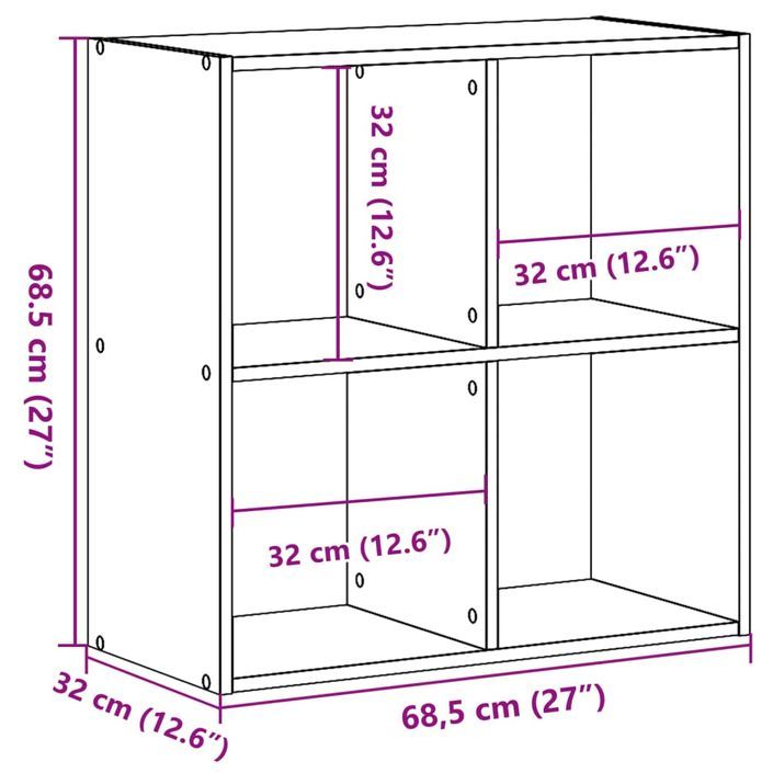 Bibliothèque vieux bois 68,5x32x68,5 cm bois d'ingénierie - Photo n°9