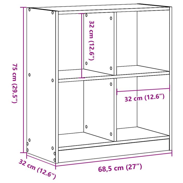 Bibliothèque vieux bois 68,5x32x75 cm bois d'ingénierie - Photo n°9