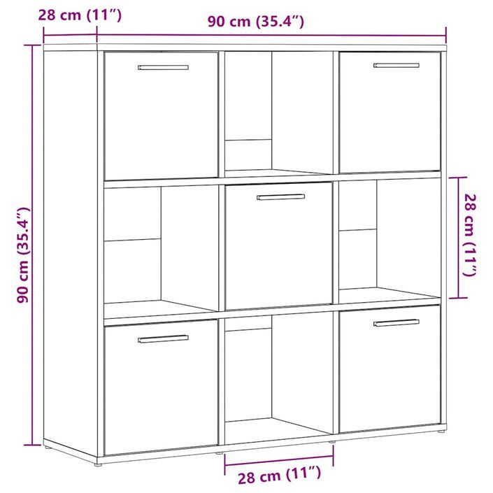 Bibliothèque vieux bois 90x28x90 cm bois d'ingénierie - Photo n°11