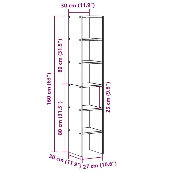 Bibliothèques 2 pcs empilable gris béton bois d'ingénierie - Photo n°10