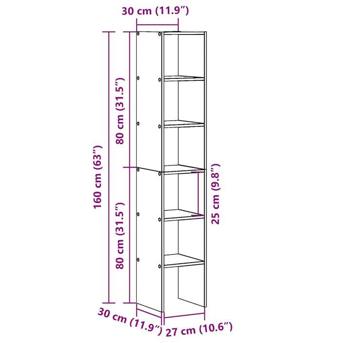 Bibliothèques 2 pcs empilable vieux bois bois d'ingénierie - Photo n°10