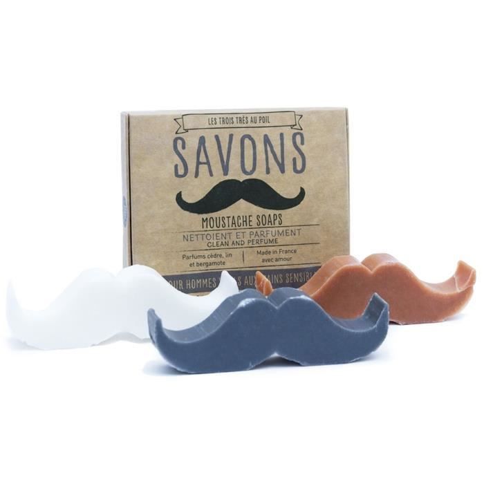 BIG MOUSTACHE Savons Moustache - Parfums cedre, lin et bergamote - Photo n°1