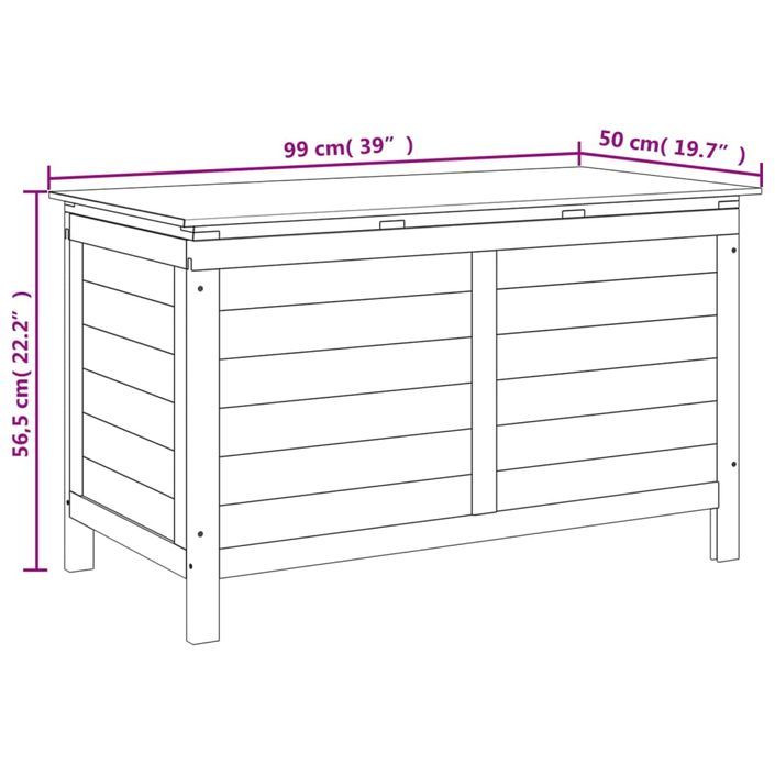 Boîte à coussins d'extérieur 99x50x56,5 cm bois de sapin massif - Photo n°8