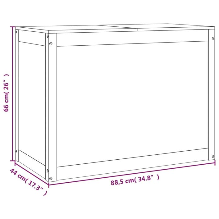 Boîte à linge Blanc 88,5x44x66 cm Bois massif de pin - Photo n°10