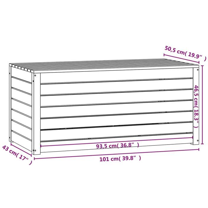 Boîte de jardin gris 101x50,5x46,5 cm bois massif de pin - Photo n°10