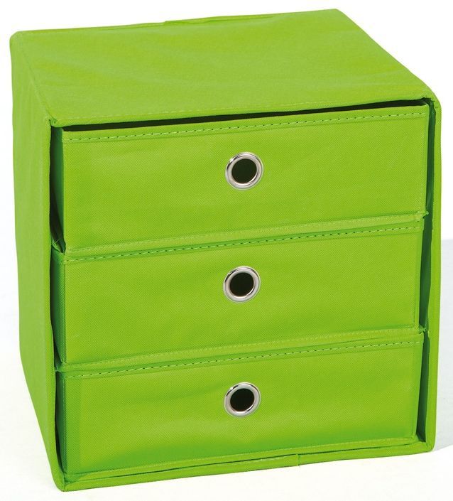 Boîte de rangement 3 tiroirs polypropylène vert Willo - Photo n°1