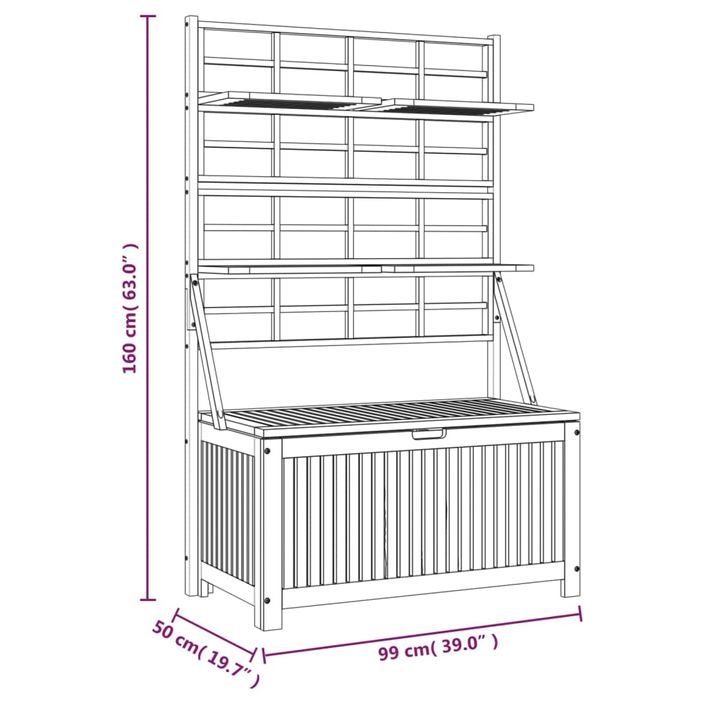 Boîte de rangement avec treillis 99x50x160 cm Acacia massif - Photo n°10