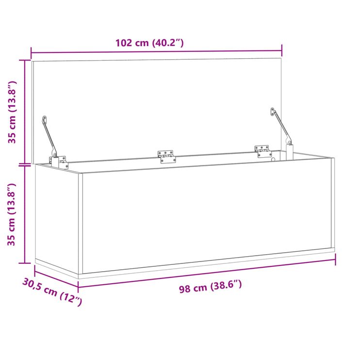 Boîte de rangement blanc 102x35x35 cm bois d'ingénierie - Photo n°11