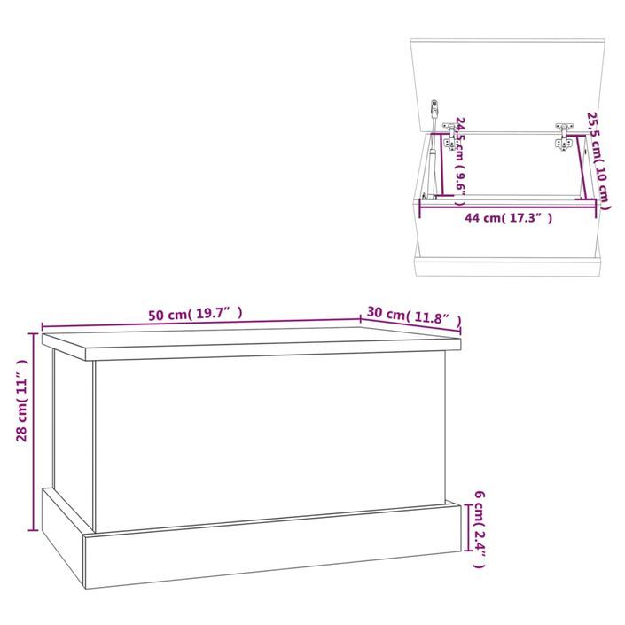 Boîte de rangement blanc 50x30x28 cm bois d'ingénierie - Photo n°10