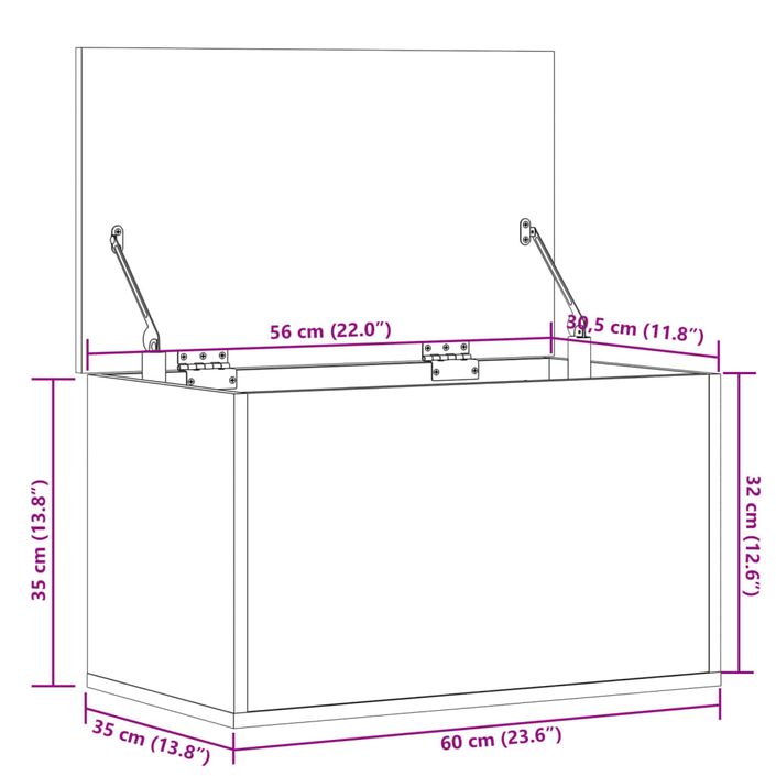 Boîte de rangement blanc 60x35x35 cm bois d'ingénierie - Photo n°11